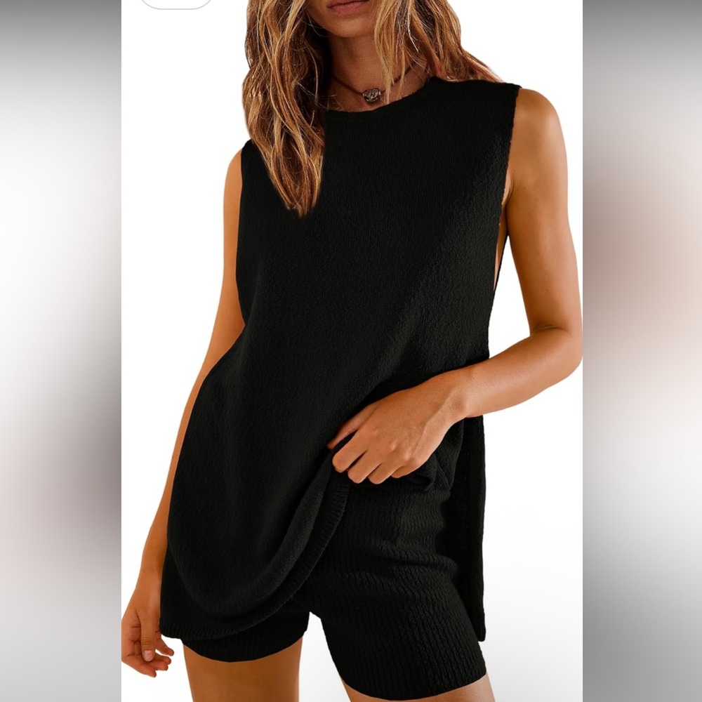 Black Ribbed Summer Knit Set